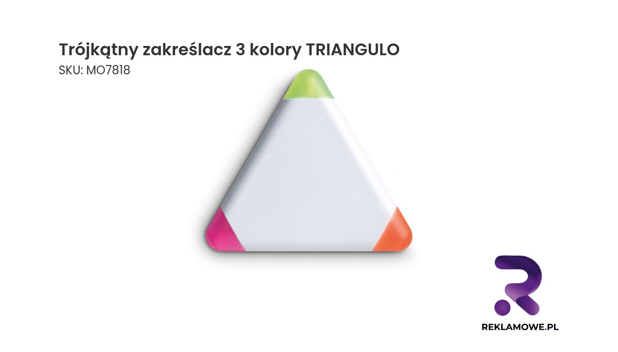 Trójkątny zakreślacz, 3 kolory TRIANGULO Trójkątny zakreślacz w trzech kolorach marki TRIANGULO