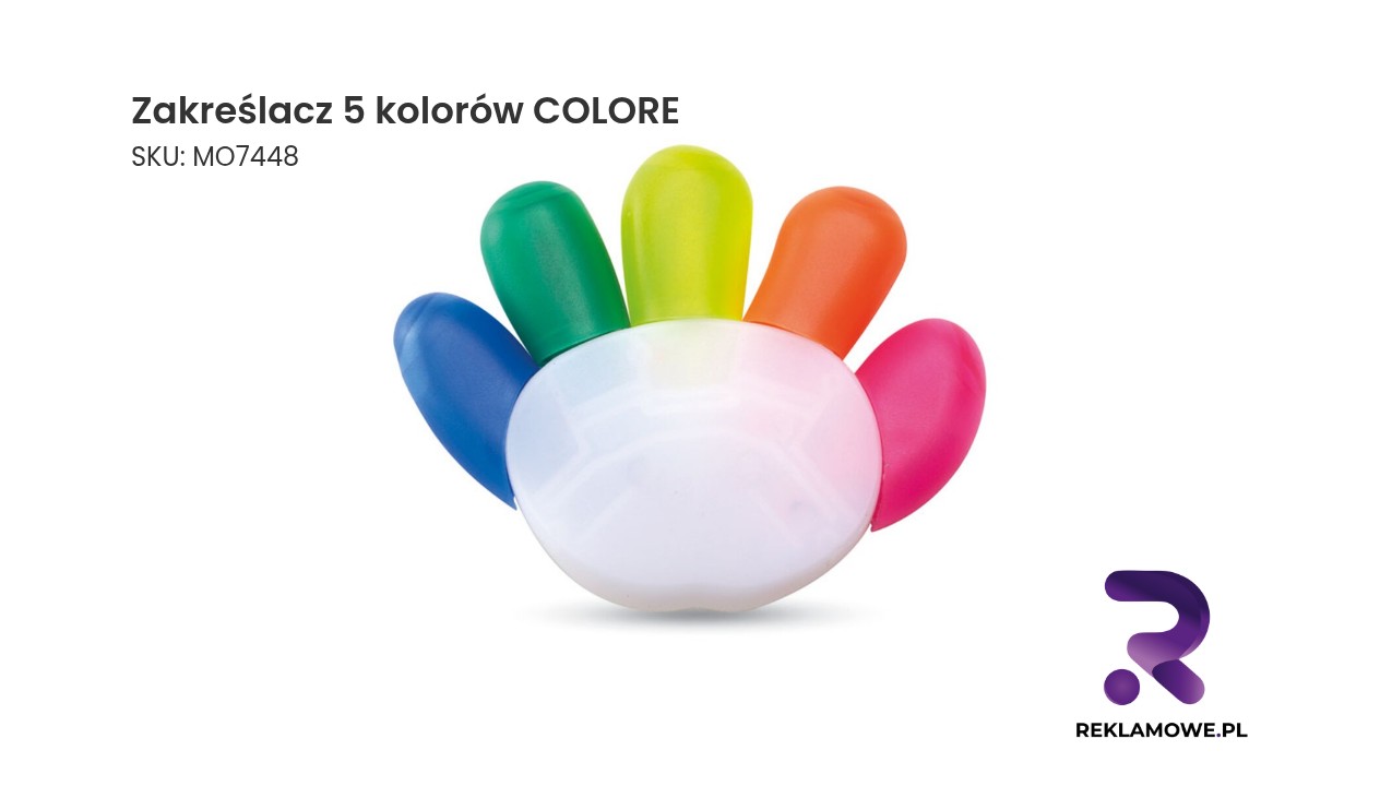 Zakreślacz w 5 różnych kolorach marki COLORE