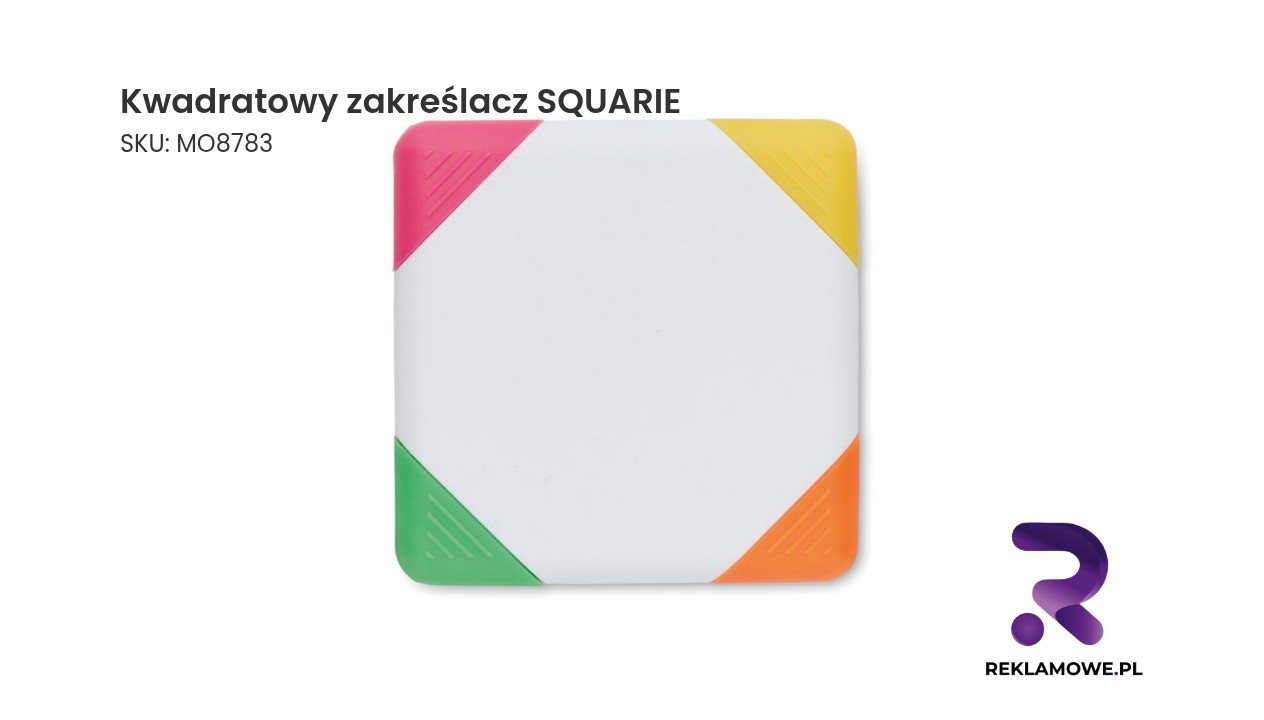 Kwadratowy zakreślacz SQUARIE Kwadratowy zakreślacz SQUARIE – praktyczny zakreślacz do notatek i biura