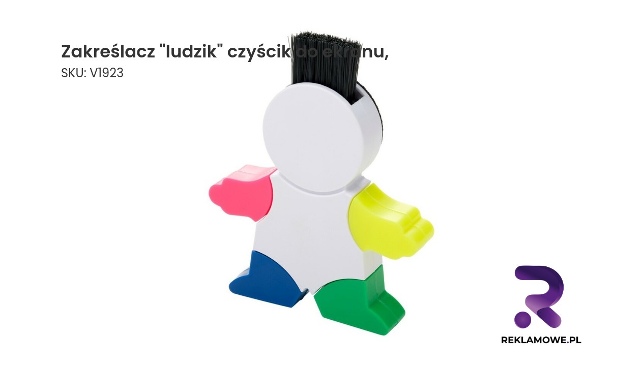Zakreślacz w kształcie ludzika z funkcją ścierania